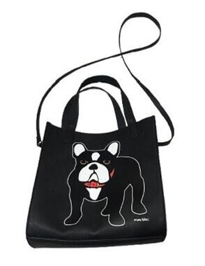 Marc Tetro Vegan Leather Frenchie French Bulldog Crossbody Tote Bag - BLACK